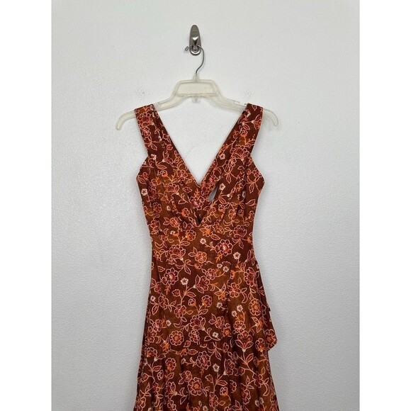 J. Crew Collection Cross Back Ruffle Midi Dress Vtg Vines Burnished Pecan 6 NEW - Picture 3 of 16
